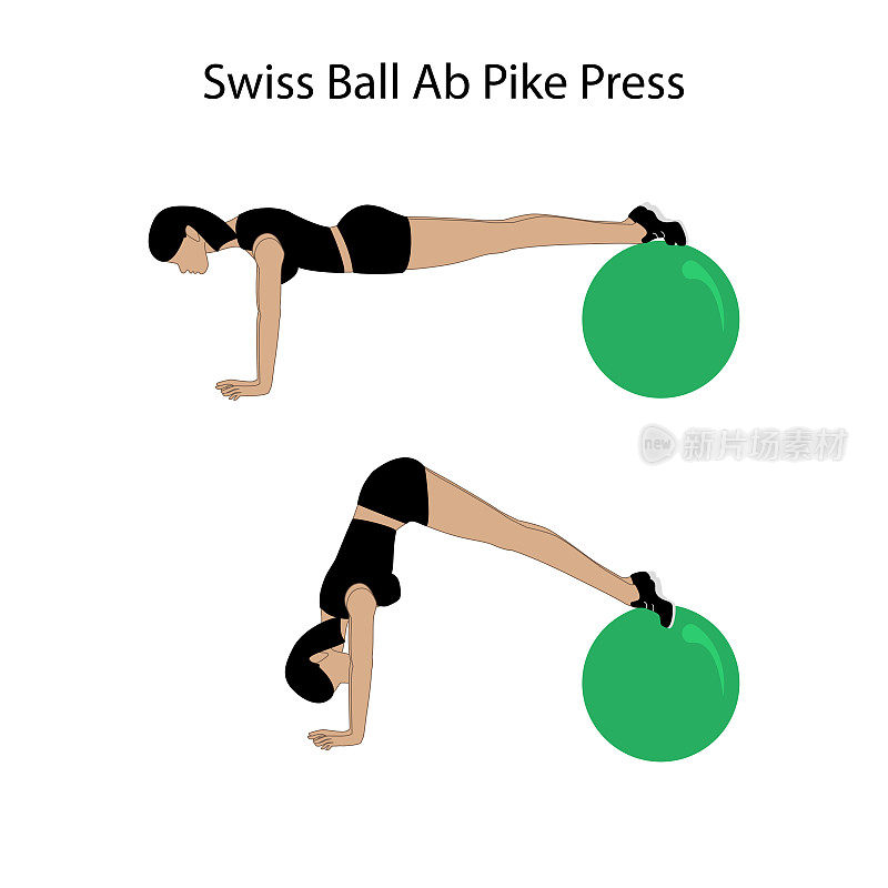 Swiss ball ab pike press exercise